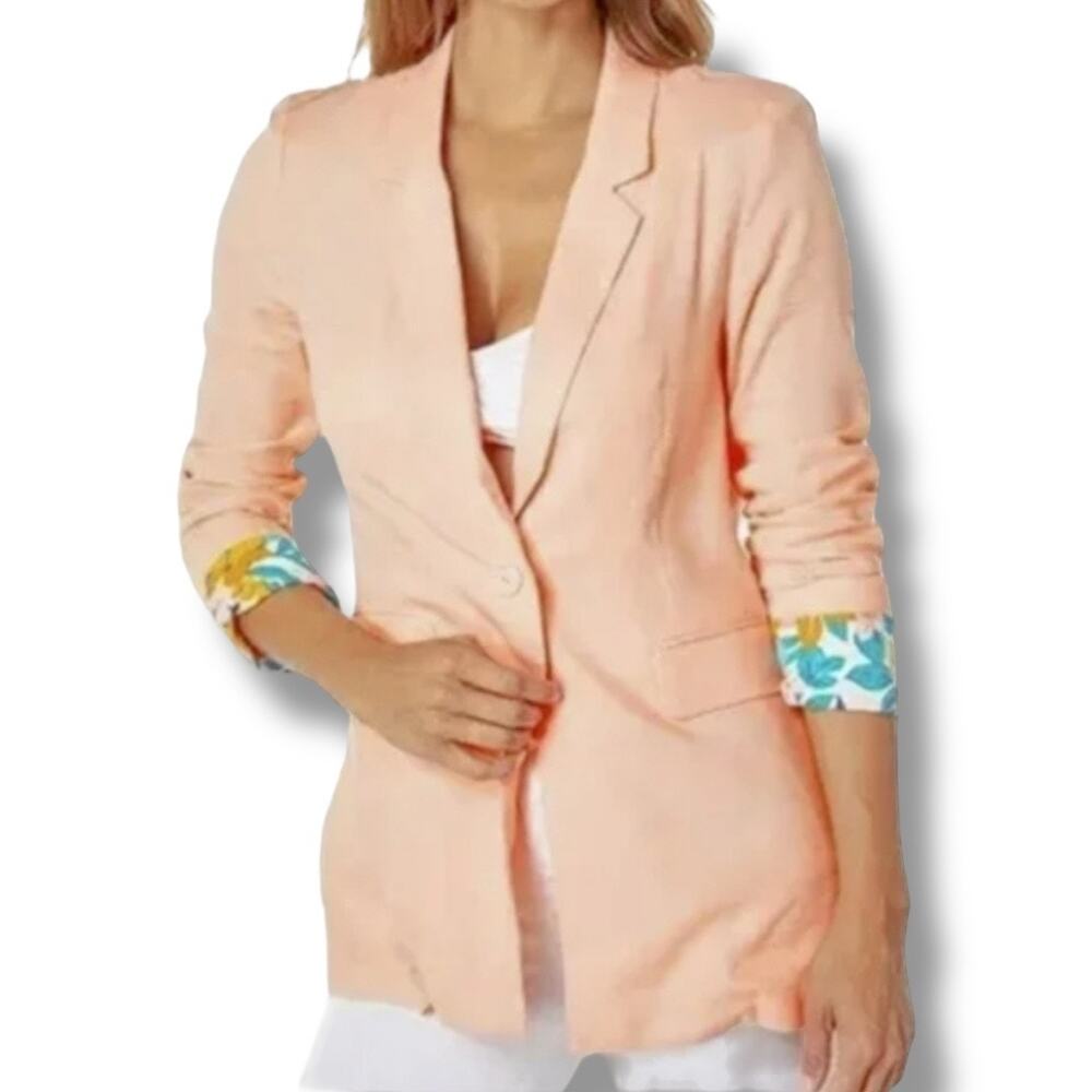 BCBGeneration linen boyfriend peach & floral blazer NEW size medium